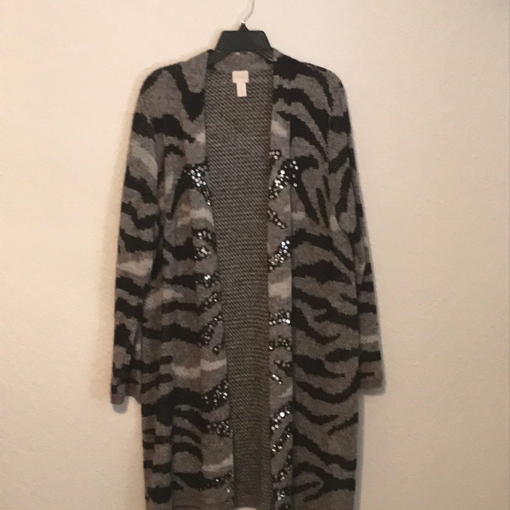 Chico’s Long Beaded  Cardigan